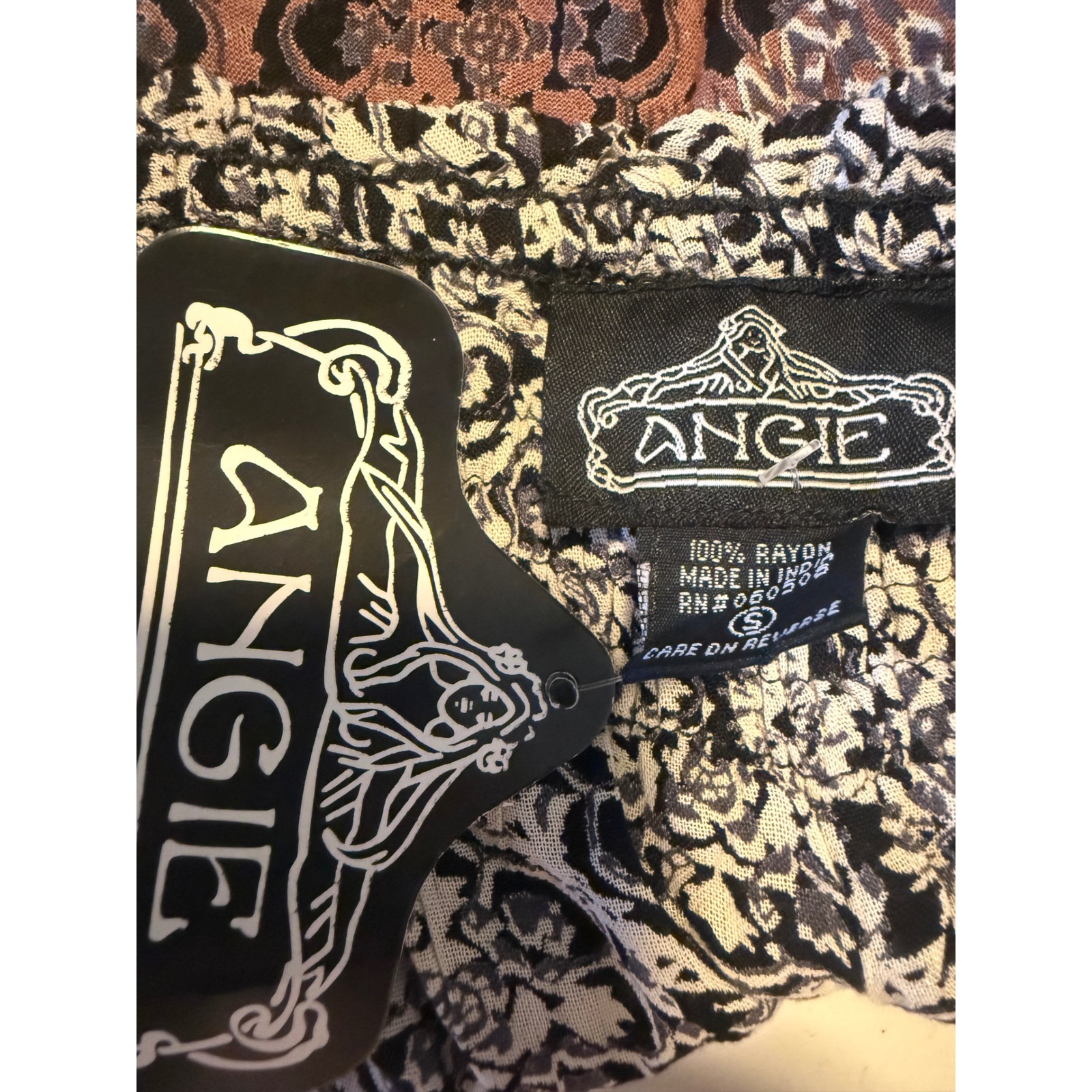 Angie Boho Paisley Floral Dainty Shorts Brown Black S Whimsi Fesival Y2k Fairy